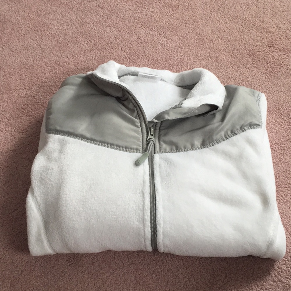 White fleece zip up